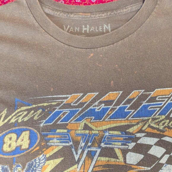 Van Halen Race Car 84 Retro Graphic Music T Shirt Brown Large Unisex Tee Shirt - Picture 7 of 7